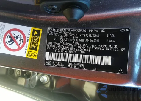 2016 Toyota Highlander Xle V6 z USA, uszkodzony, nr VIN 5TDJKRFHXGS258971